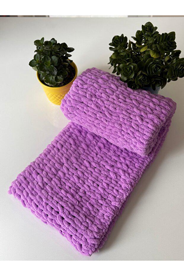 Kişileştirilmiş El Örgü Puffy Bebek Battaniye 90x90 cm