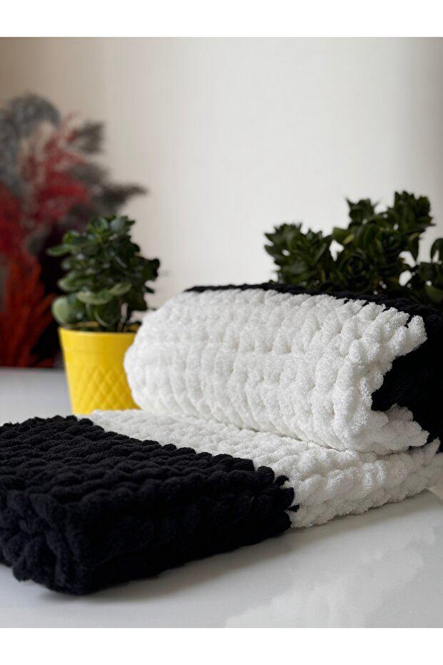 Kişileştirilmiş El Örgü Puffy Bebek Battaniye 90x90 cm