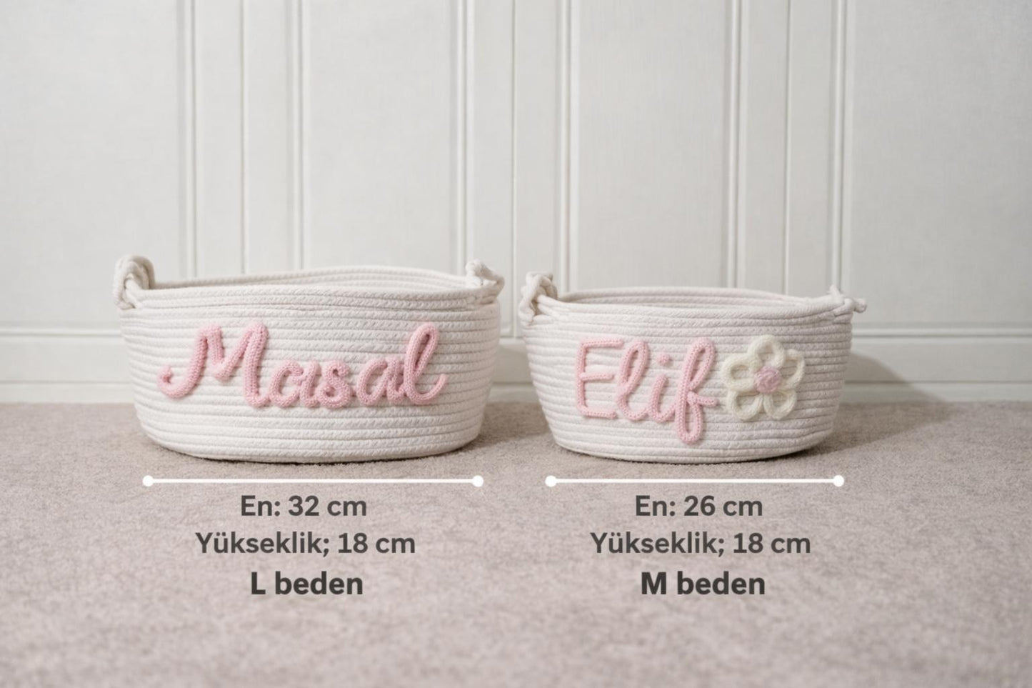 İsme Özel El Örgüsü Sepet